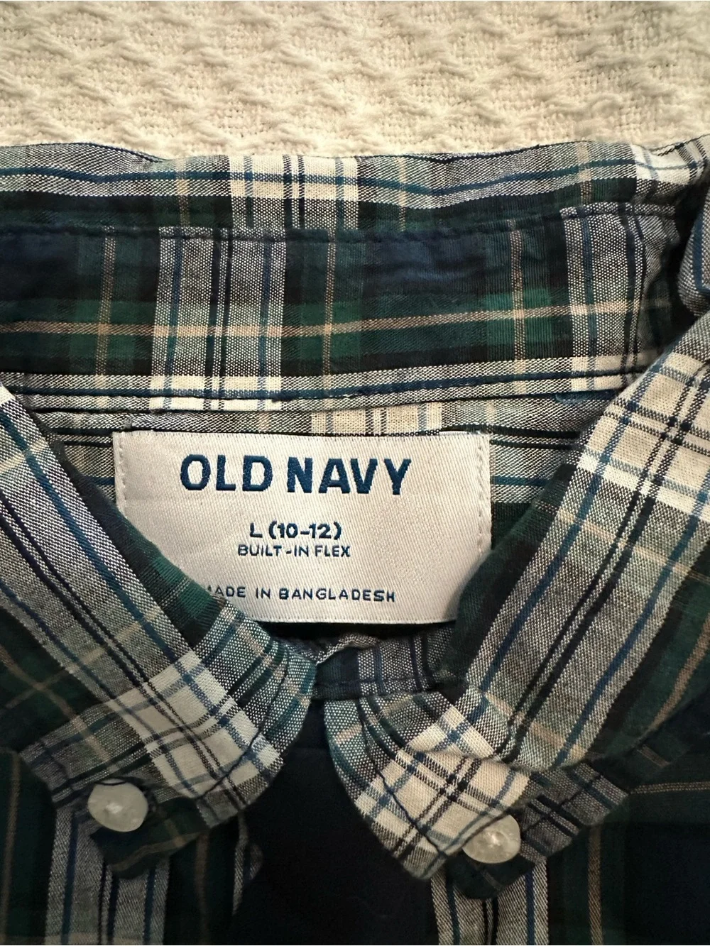 Old Navy, Built in Flex, Plaid Long Sleeve Shirt & Tie Set Sz L (10-12) NWT